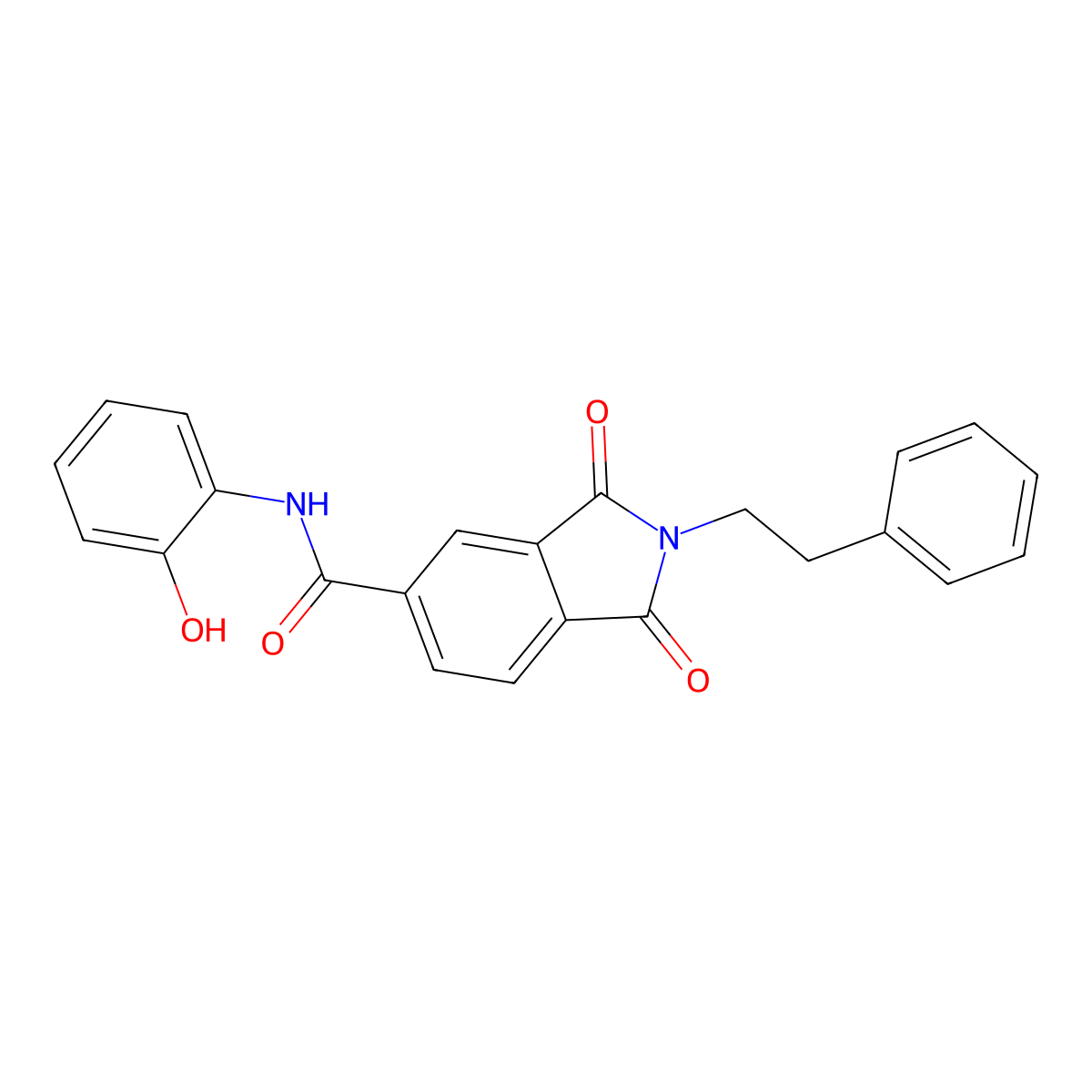 N-(2-hydroxyphenyl)-1,3-dioxo-2-(2-phenylethyl)-2,3-dihydro-1H-isoindole-5-carboxamide molecular structure, CAS 1144470-71-2