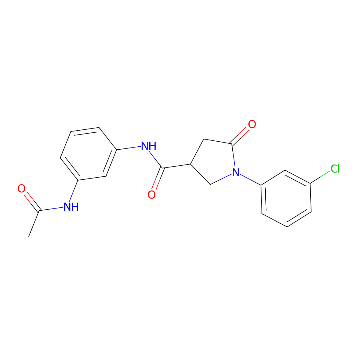 N-[3-(acetylamino)phenyl]-1-(3-chlorophenyl)-5-oxopyrrolidine-3-carboxamide molecular structure, CAS 1144470-99-4