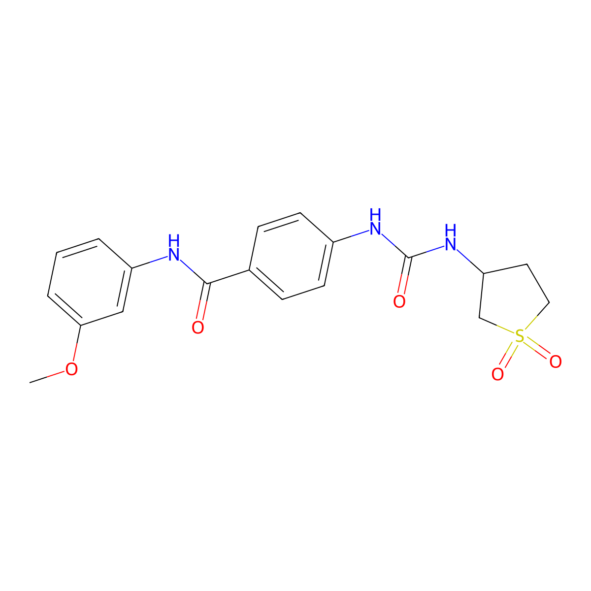 4-{[(1,1-dioxidotetrahydrothiophen-3-yl)carbamoyl]amino}-N-(3-methoxyphenyl)benzamide molecular structure, CAS 1144471-00-0