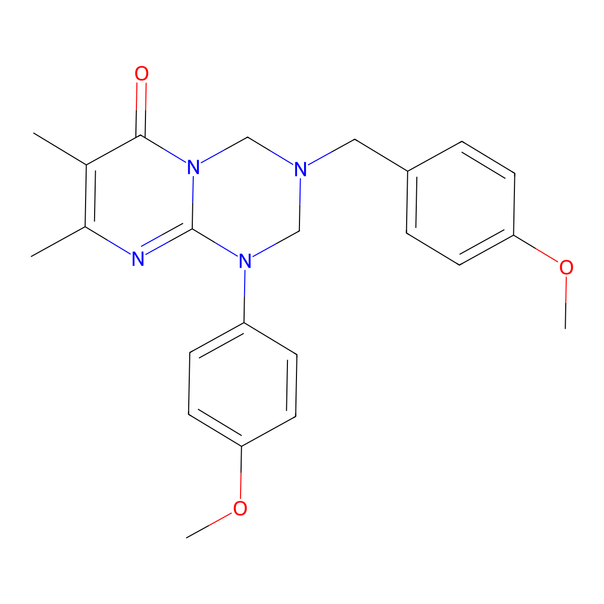 1-(4-Methoxyphenyl)-3-[(4-methoxyphenyl)methyl]-7,8-dimethyl-2,4-dihydropyrimido[1,2-a][1,3,5]triazin-6-one molecular structure, CAS 1144471-03-3