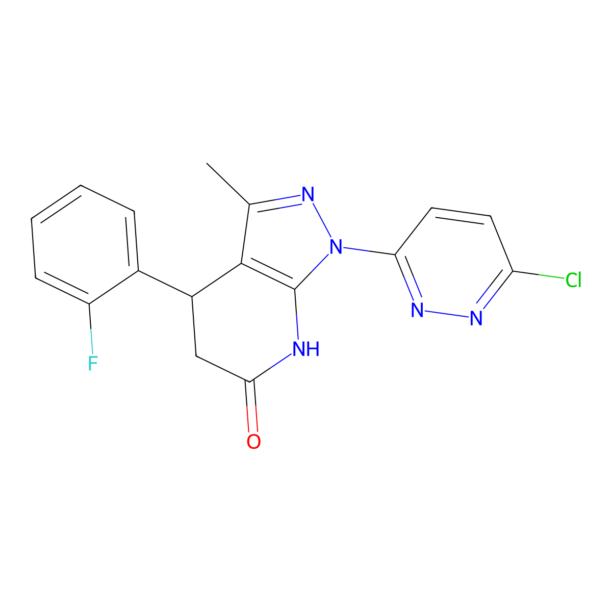 1-(6-chloropyridazin-3-yl)-4-(2-fluorophenyl)-3-methyl-4,5-dihydro-1H-pyrazolo[3,4-b]pyridin-6(7H)-one molecular structure, CAS 1144471-09-9