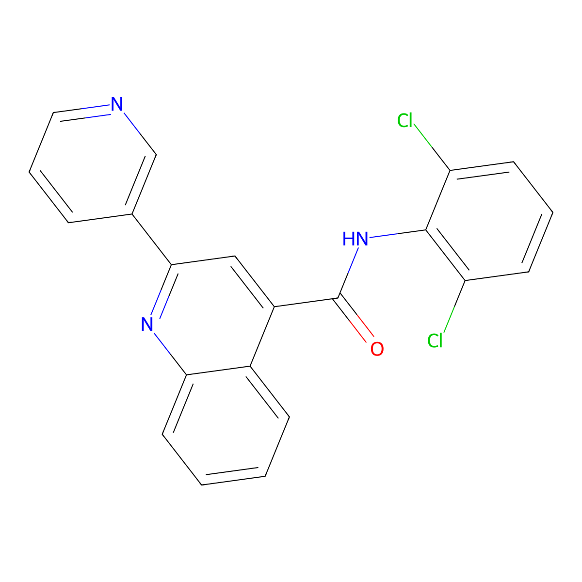 N-(2,6-dichlorophenyl)-2-(pyridin-3-yl)quinoline-4-carboxamide molecular structure, CAS 1144471-14-6