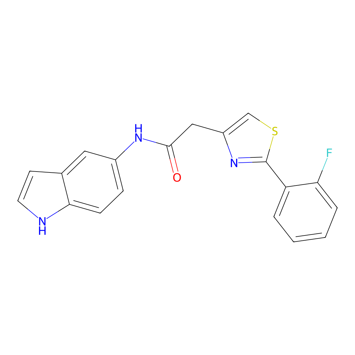 2-[2-(2-fluorophenyl)-1,3-thiazol-4-yl]-N-(1H-indol-5-yl)acetamide molecular structure, CAS 1144471-48-6