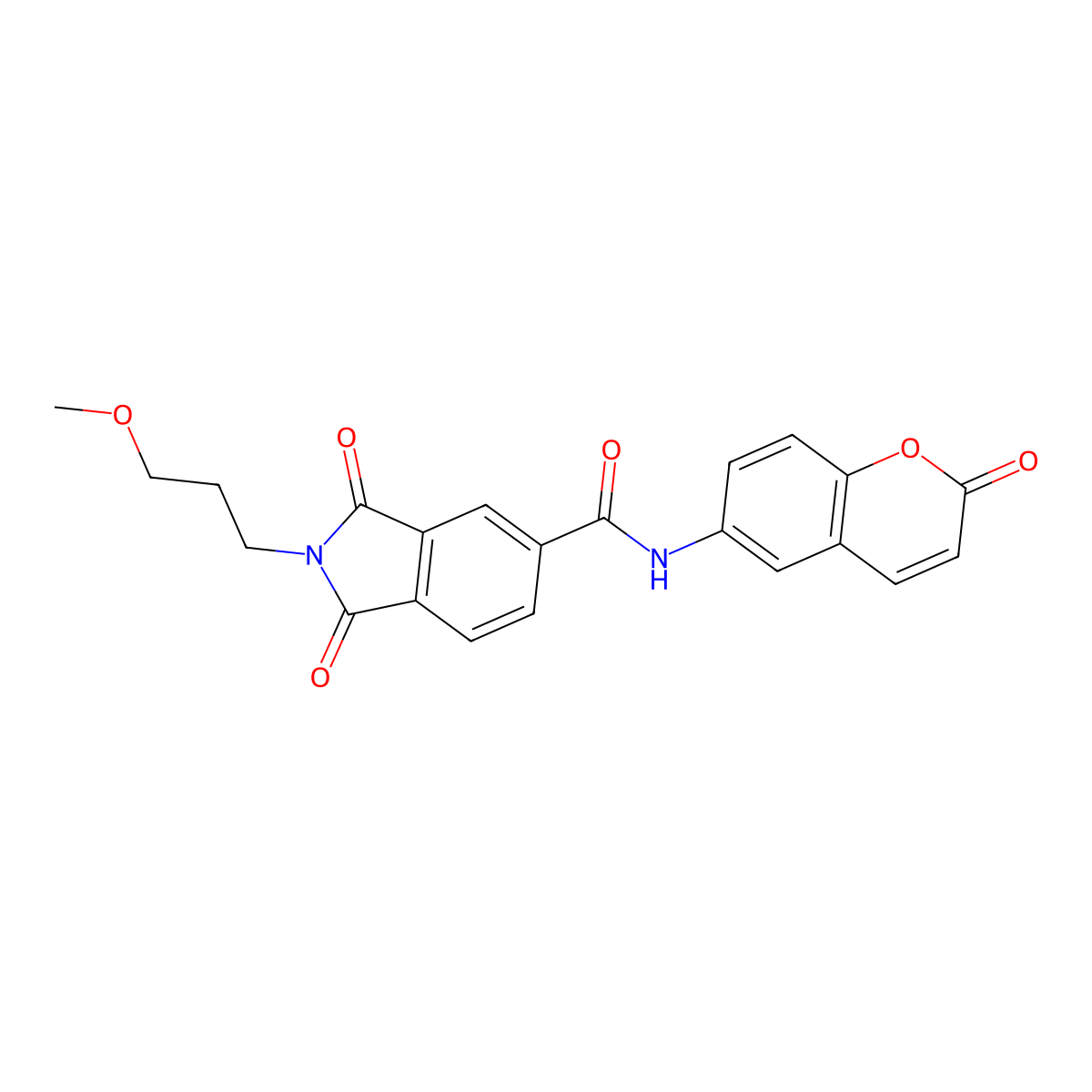 2-(3-methoxypropyl)-1,3-dioxo-N-(2-oxo-2H-chromen-6-yl)-2,3-dihydro-1H-isoindole-5-carboxamide molecular structure, CAS 1144471-71-5