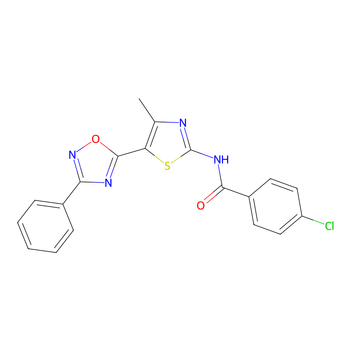 4-chloro-N-[(2E)-4-methyl-5-(3-phenyl-1,2,4-oxadiazol-5-yl)-1,3-thiazol-2(3H)-ylidene]benzamide molecular structure, CAS 1144471-79-3