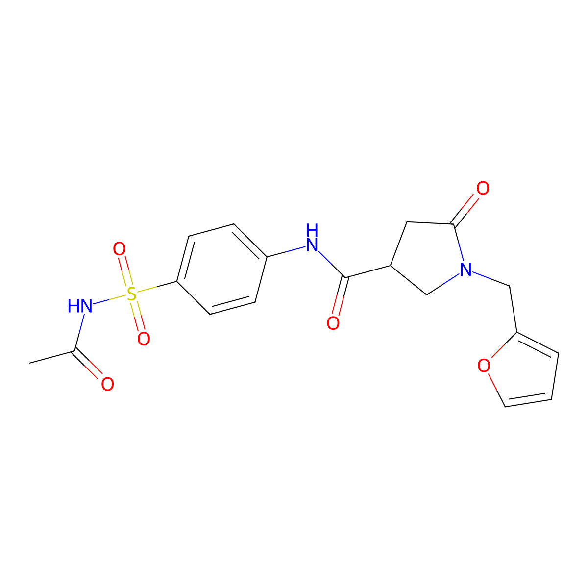 N-[4-(acetylsulfamoyl)phenyl]-1-(furan-2-ylmethyl)-5-oxopyrrolidine-3-carboxamide molecular structure, CAS 1144471-85-1