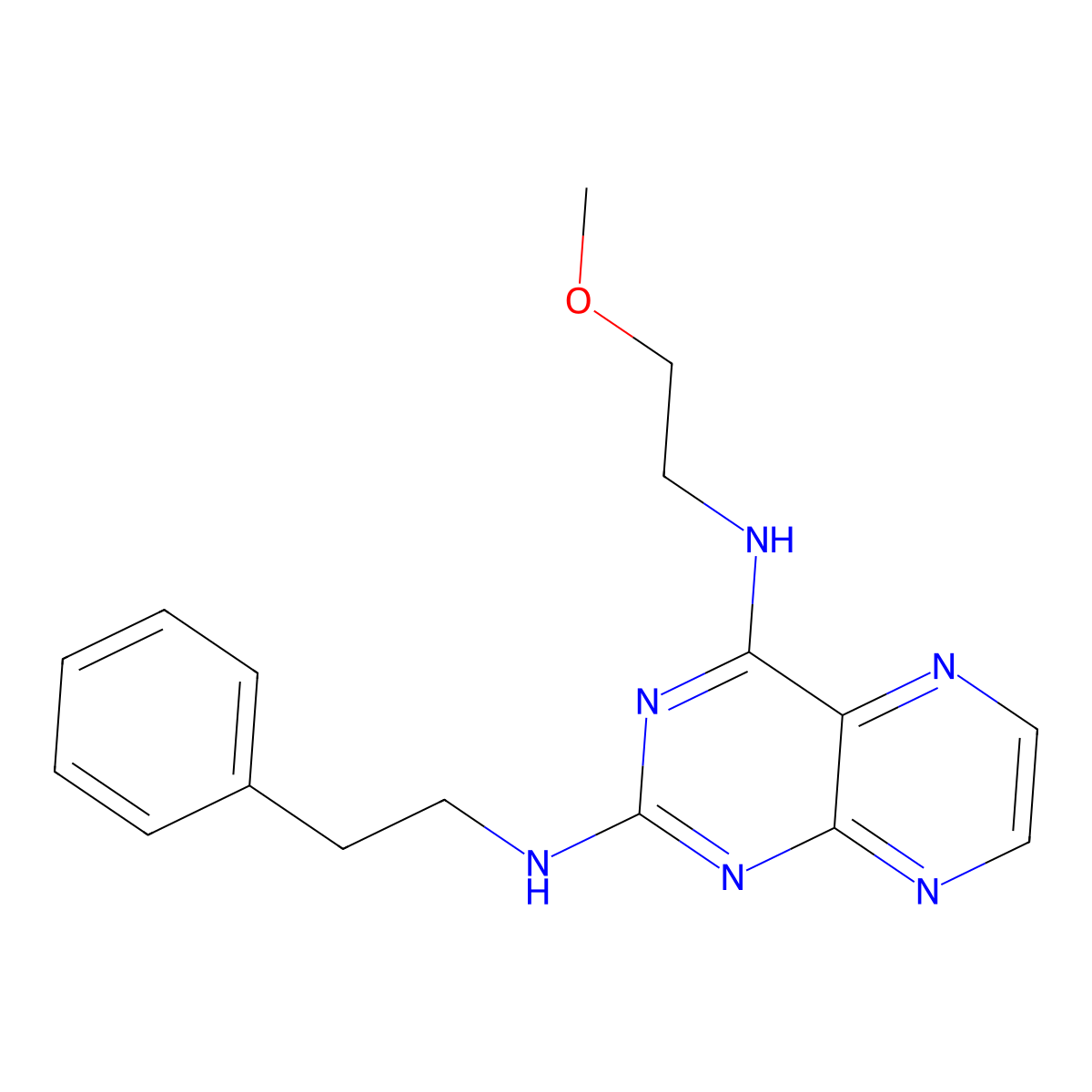 {4-[(2-Methoxyethyl)amino]pteridin-2-yl}(2-phenylethyl)amine molecular structure, CAS 1144472-08-1