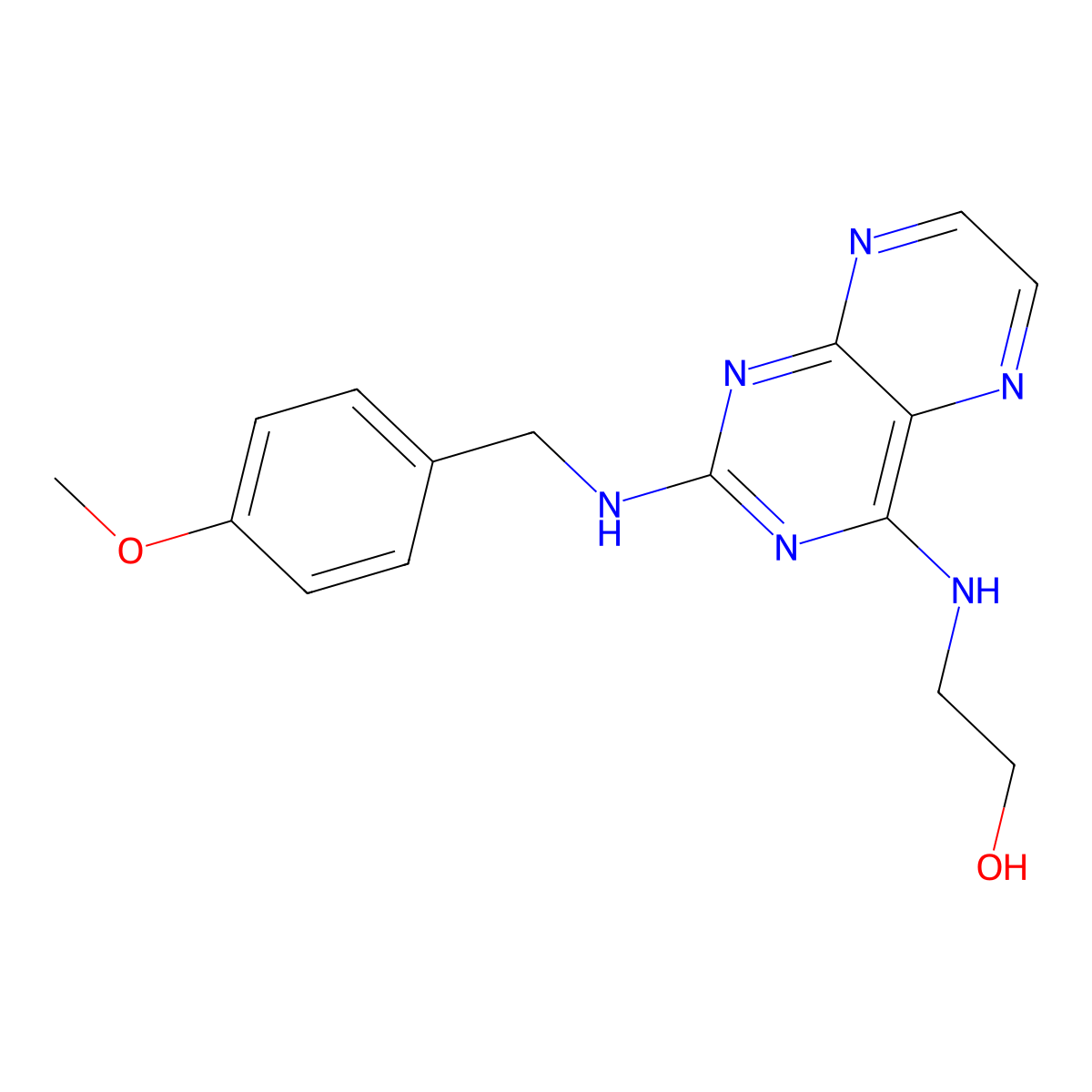2-({2-[(4-Methoxybenzyl)amino]pteridin-4-yl}amino)ethanol molecular structure, CAS 1144472-12-7