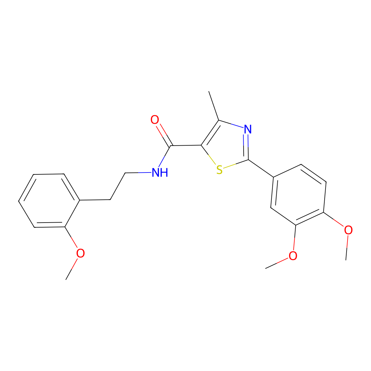 2-(3,4-dimethoxyphenyl)-N-[2-(2-methoxyphenyl)ethyl]-4-methyl-1,3-thiazole-5-carboxamide molecular structure, CAS 1144472-22-9