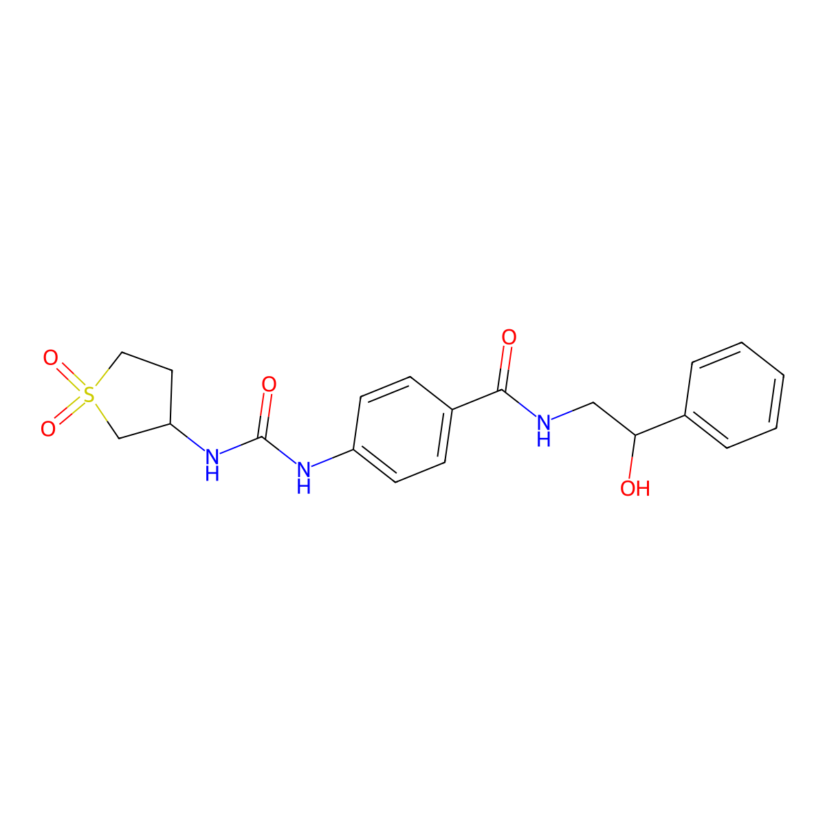 4-{[(1,1-dioxidotetrahydrothiophen-3-yl)carbamoyl]amino}-N-(2-hydroxy-2-phenylethyl)benzamide molecular structure, CAS 1144472-33-2