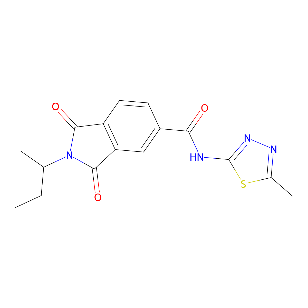 2-(butan-2-yl)-N-[(2E)-5-methyl-1,3,4-thiadiazol-2(3H)-ylidene]-1,3-dioxo-2,3-dihydro-1H-isoindole-5-carboxamide molecular structure, CAS 1144472-71-8