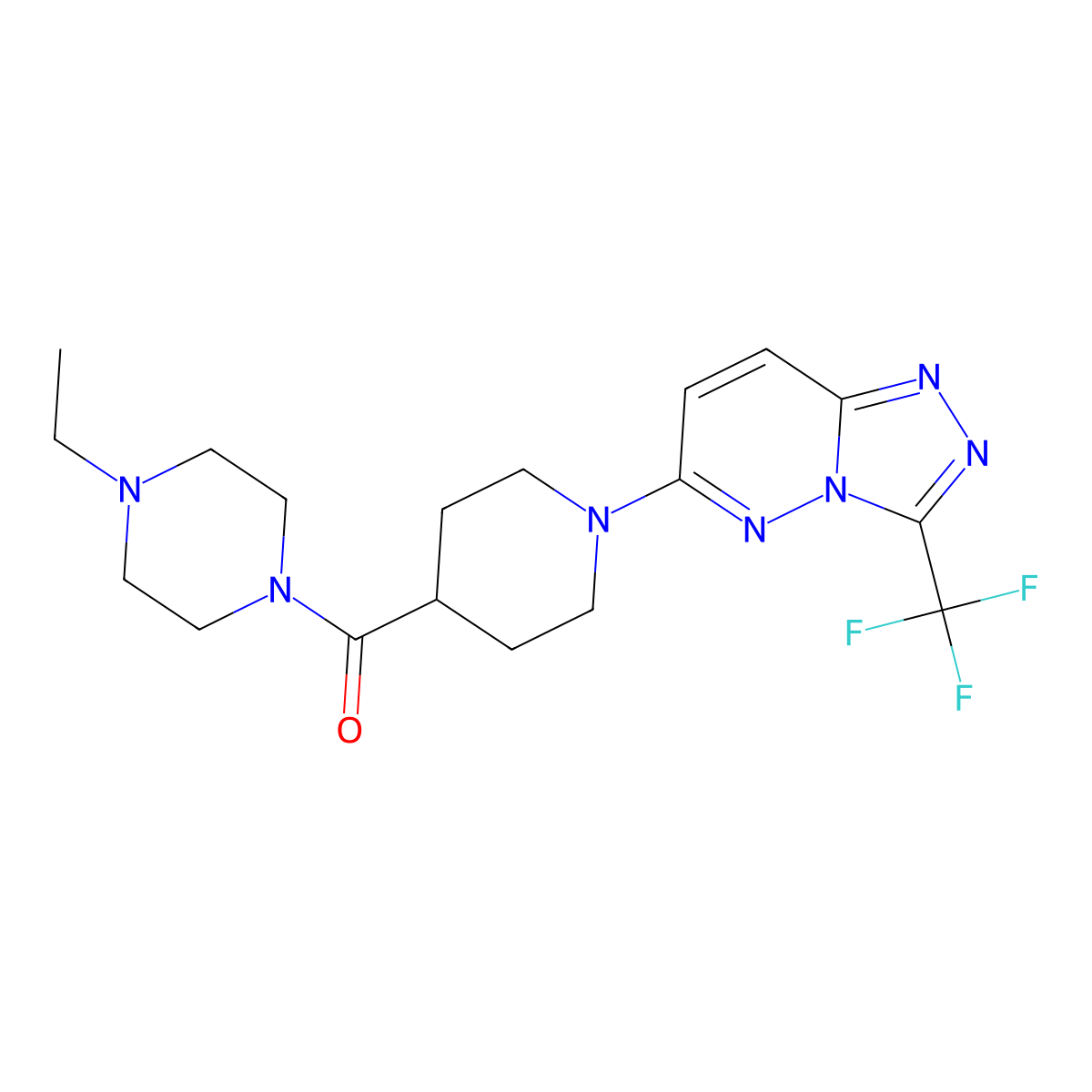 (4-Ethylpiperazin-1-yl){1-[3-(trifluoromethyl)[1,2,4]triazolo[4,3-b]pyridazin-6-yl]piperidin-4-yl}methanone molecular structure, CAS 1144472-86-5