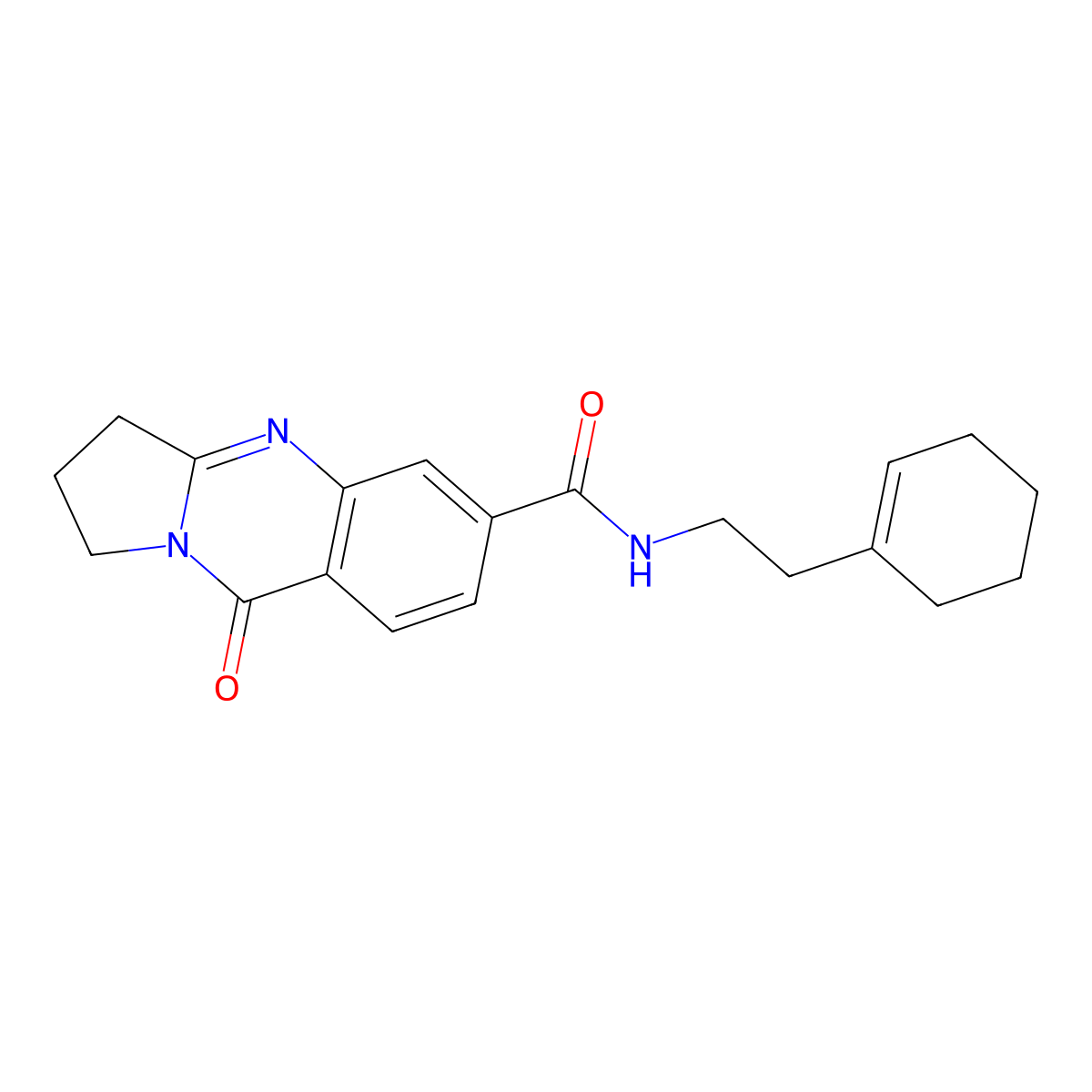 N-(2-(cyclohex-1-en-1-yl)ethyl)-9-oxo-1,2,3,9-tetrahydropyrrolo[2,1-b]quinazoline-6-carboxamide molecular structure, CAS 1144472-99-0
