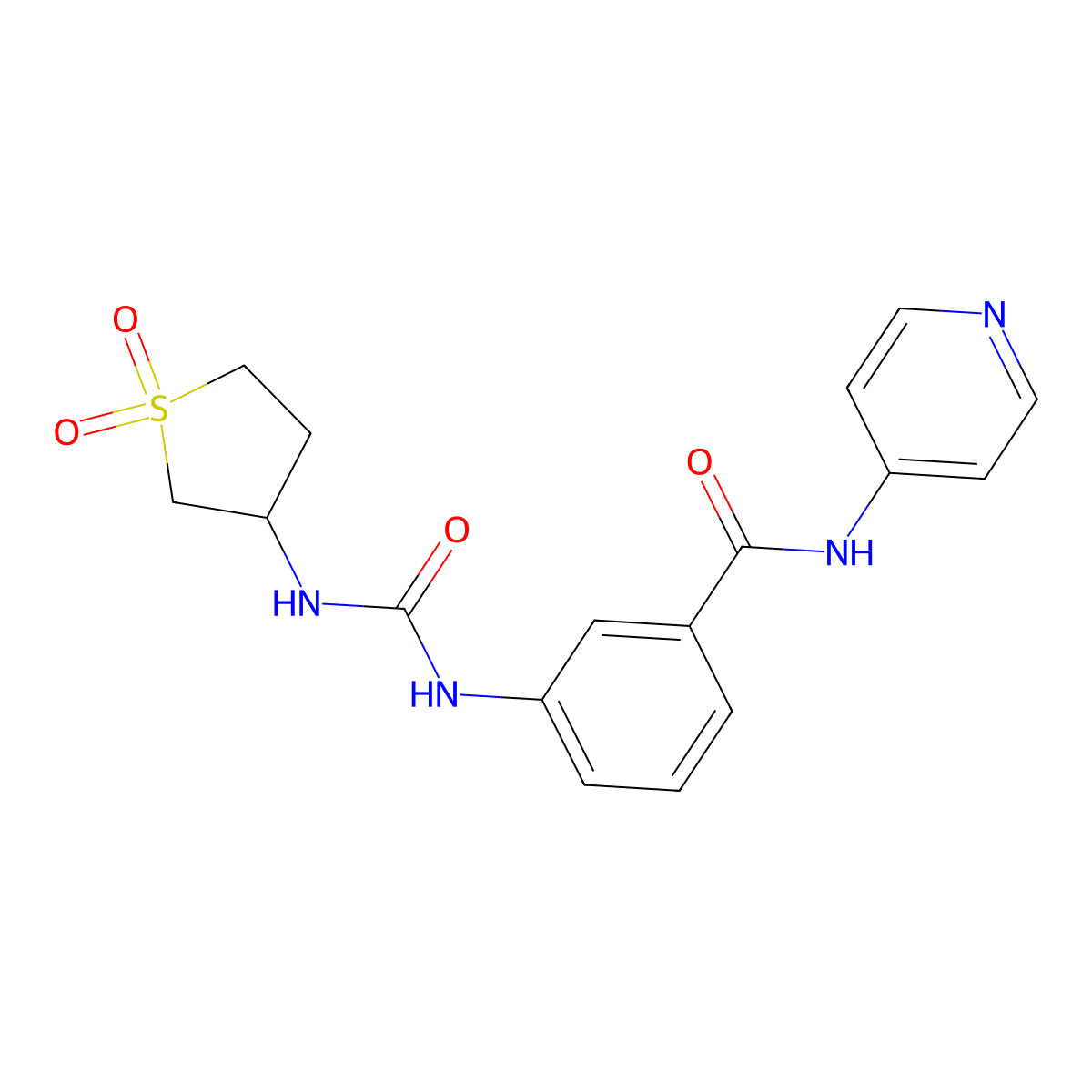 3-{[(1,1-dioxidotetrahydrothiophen-3-yl)carbamoyl]amino}-N-(pyridin-4-yl)benzamide molecular structure, CAS 1144473-18-6