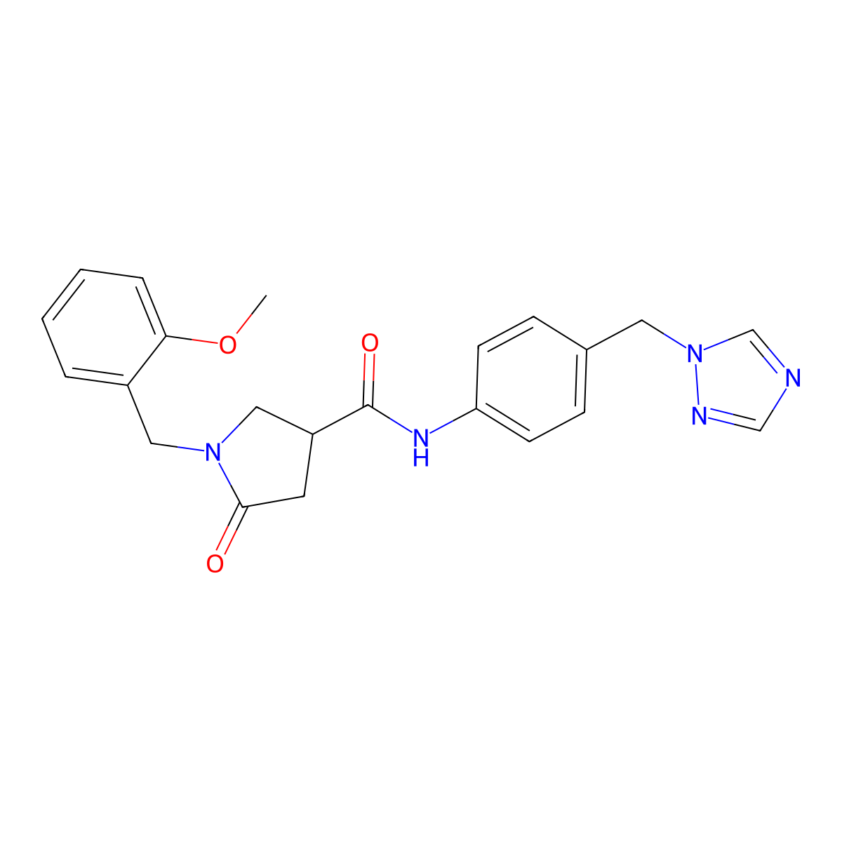 1-(2-methoxybenzyl)-5-oxo-N-[4-(1H-1,2,4-triazol-1-ylmethyl)phenyl]pyrrolidine-3-carboxamide molecular structure, CAS 1144473-22-2