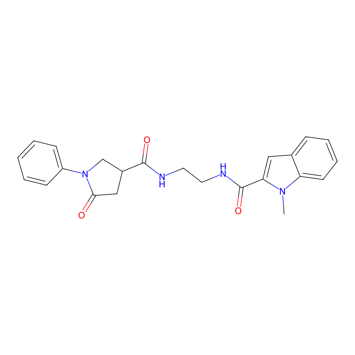 1-methyl-N-(2-{[(5-oxo-1-phenylpyrrolidin-3-yl)carbonyl]amino}ethyl)-1H-indole-2-carboxamide molecular structure, CAS 1144473-34-6