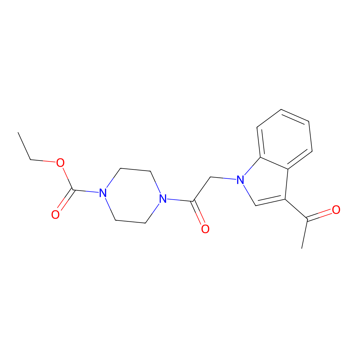 ethyl 4-[(3-acetyl-1H-indol-1-yl)acetyl]-1-piperazinecarboxylate molecular structure, CAS 1144473-39-1