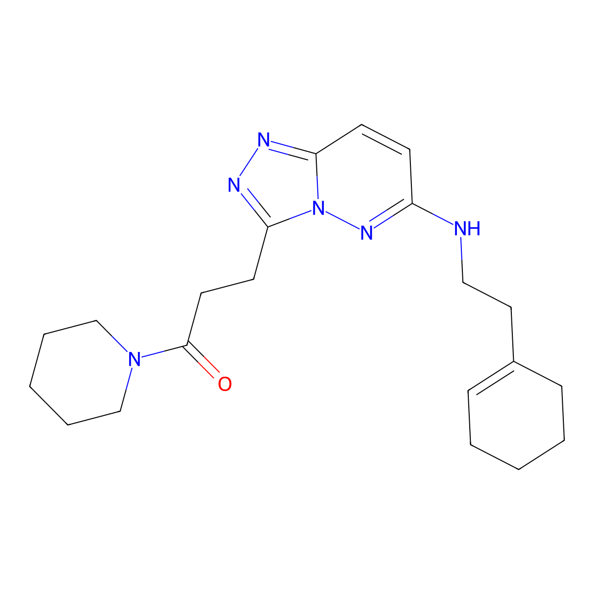 3-(6-{[2-(Cyclohex-1-en-1-yl)ethyl]amino}[1,2,4]triazolo[4,3-b]pyridazin-3-yl)-1-(piperidin-1-yl)propan-1-one molecular structure, CAS 1144473-41-5