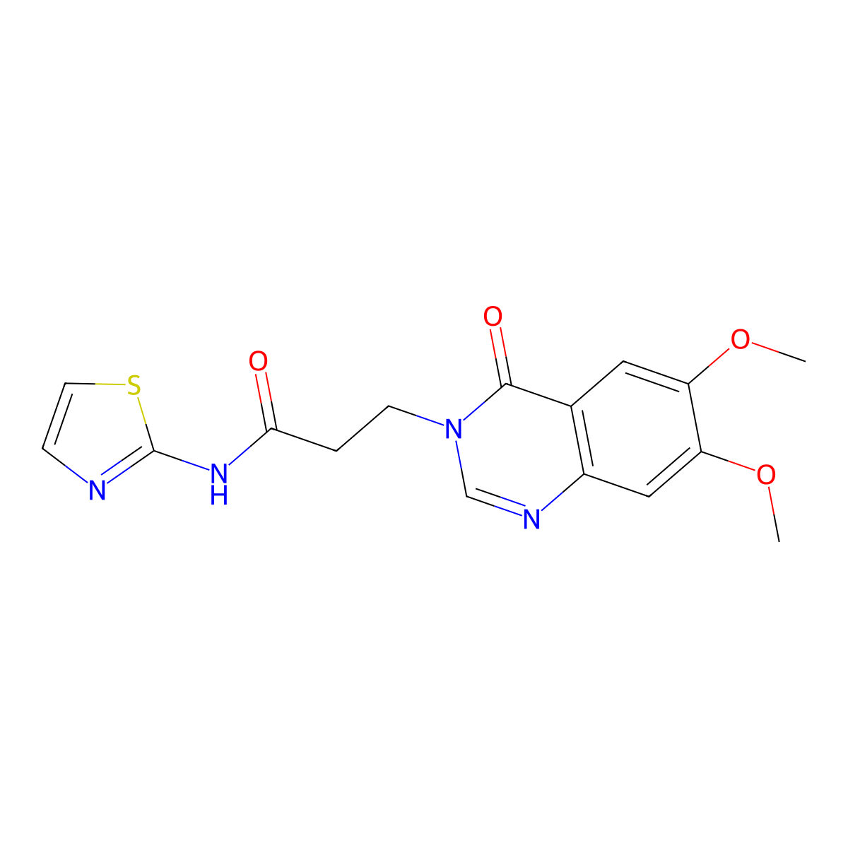 3-(6,7-dimethoxy-4-oxoquinazolin-3(4H)-yl)-N-(1,3-thiazol-2-yl)propanamide molecular structure, CAS 1144473-51-7