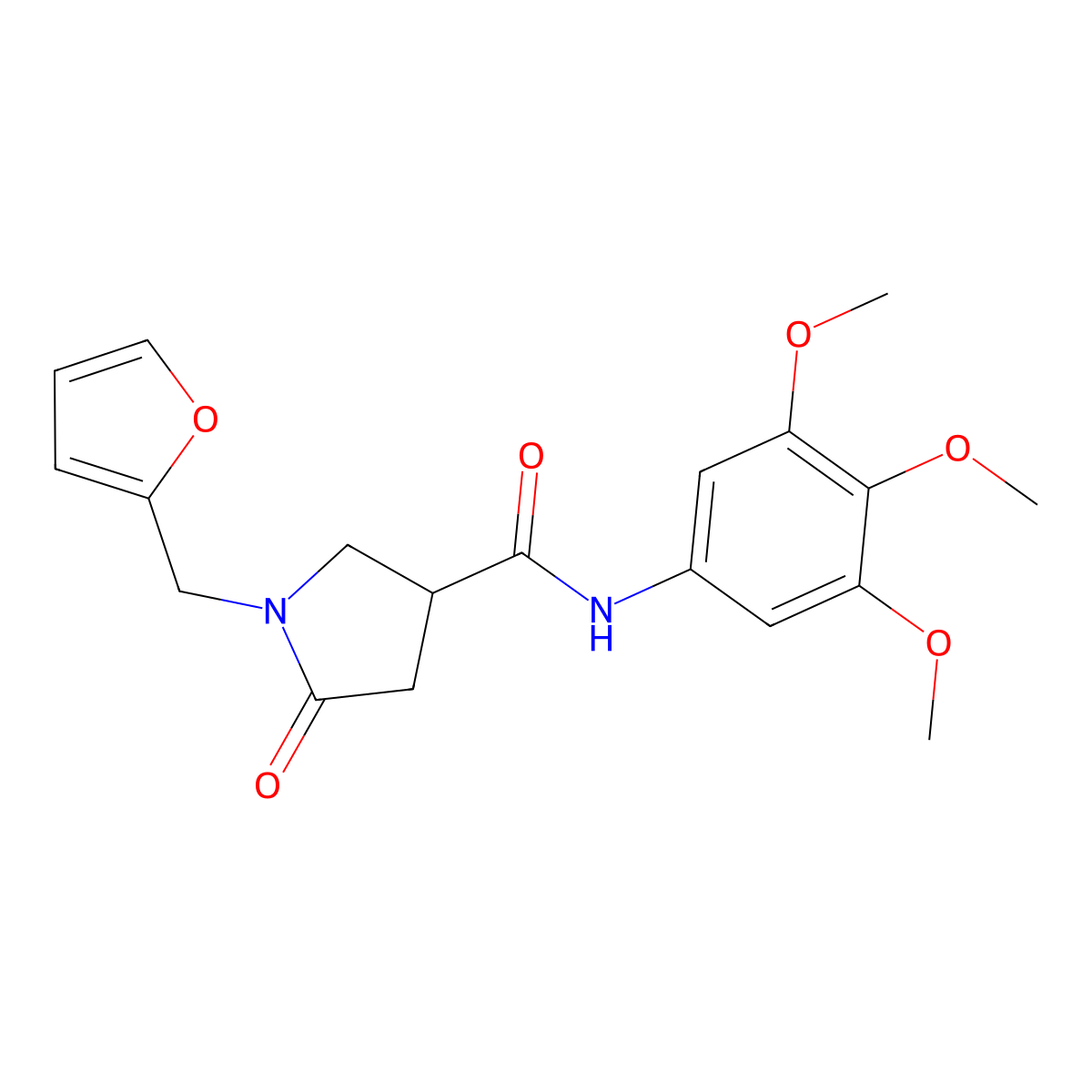 1-(furan-2-ylmethyl)-5-oxo-N-(3,4,5-trimethoxyphenyl)pyrrolidine-3-carboxamide molecular structure, CAS 1144473-57-3