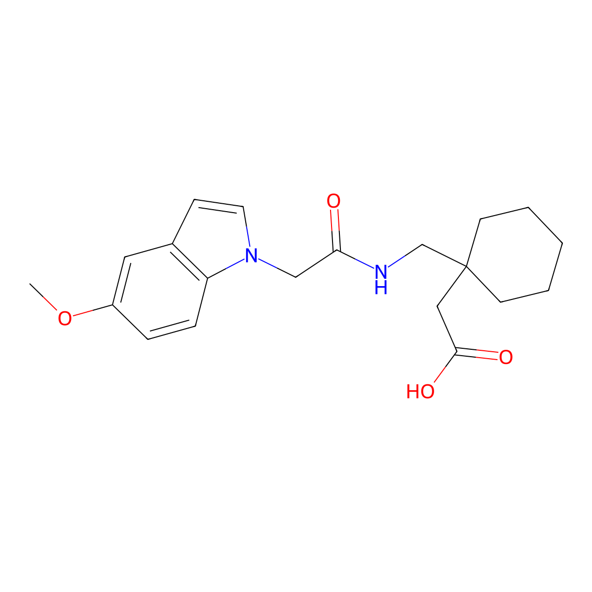 [1-({[(5-methoxy-1H-indol-1-yl)acetyl]amino}methyl)cyclohexyl]acetic acid molecular structure, CAS 1144473-89-1