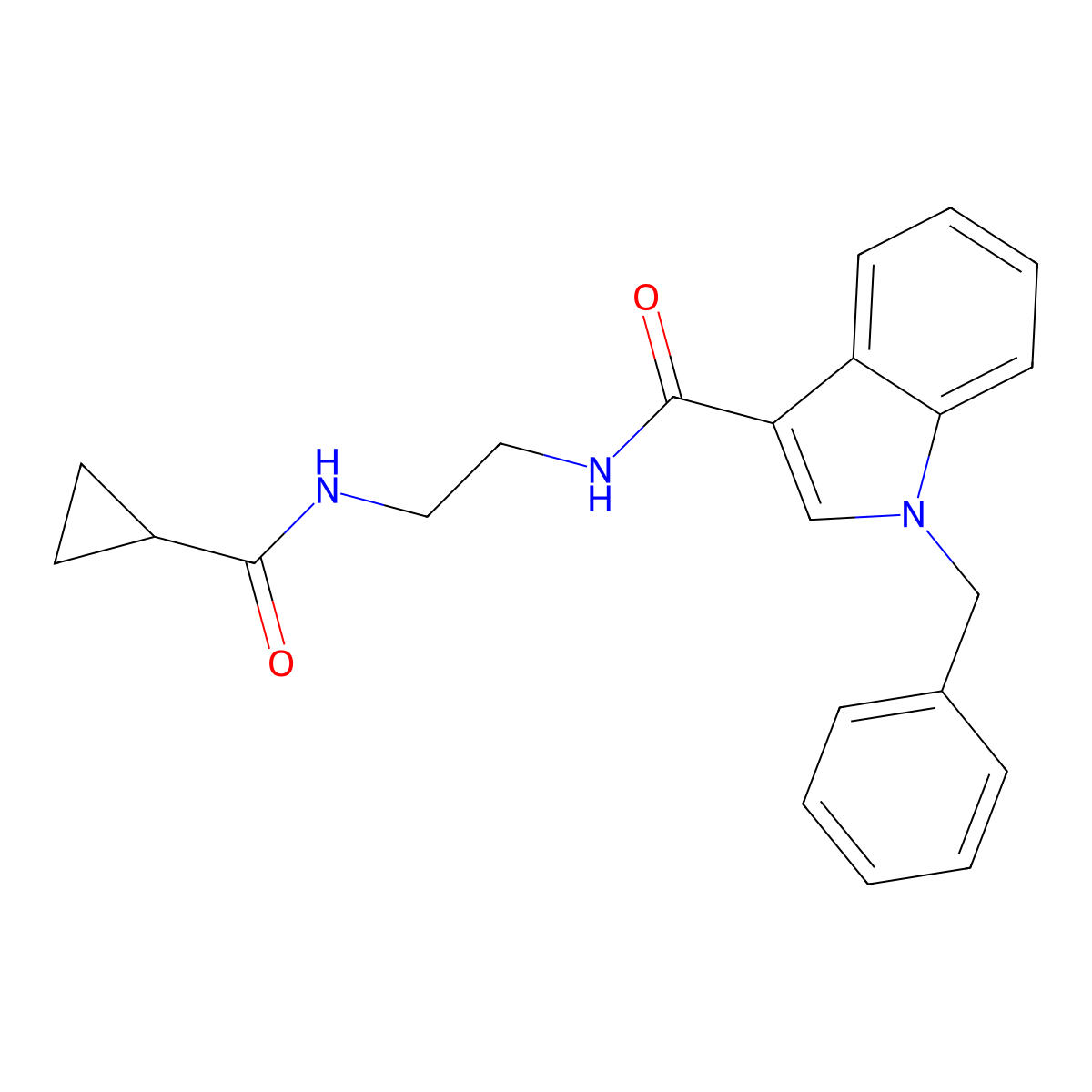 1-benzyl-N-{2-[(cyclopropylcarbonyl)amino]ethyl}-1H-indole-3-carboxamide molecular structure, CAS 1144473-98-2