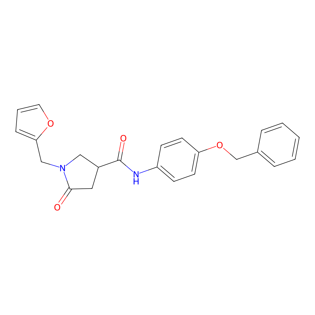 N-[4-(benzyloxy)phenyl]-1-(furan-2-ylmethyl)-5-oxopyrrolidine-3-carboxamide molecular structure, CAS 1144474-15-6