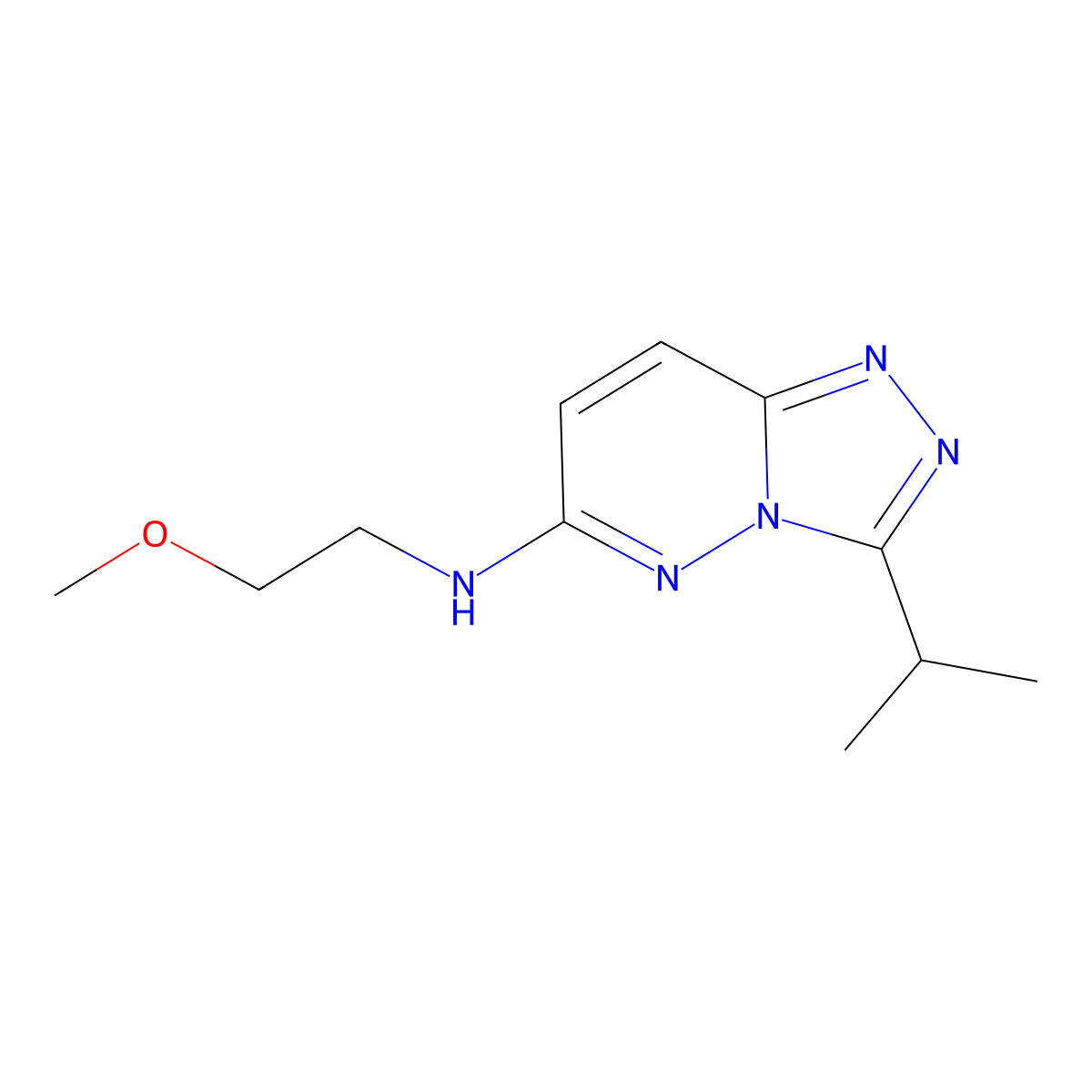 N-(2-methoxyethyl)-3-(propan-2-yl)[1,2,4]triazolo[4,3-b]pyridazin-6-amine molecular structure, CAS 1144474-47-4