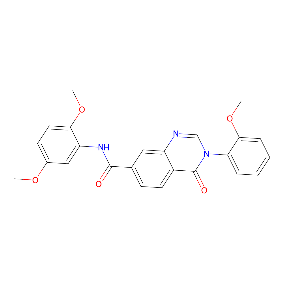 N-(2,5-dimethoxyphenyl)-3-(2-methoxyphenyl)-4-oxo-3,4-dihydroquinazoline-7-carboxamide molecular structure, CAS 1144474-51-0