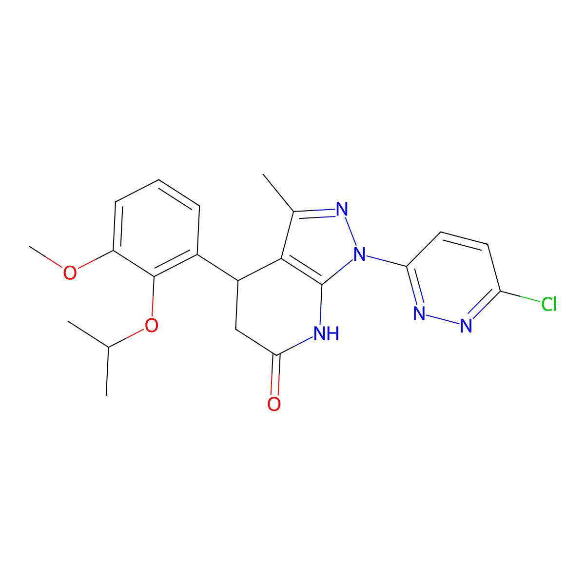 1-(6-chloropyridazin-3-yl)-4-(2-isopropoxy-3-methoxyphenyl)-3-methyl-4,5-dihydro-1H-pyrazolo[3,4-b]pyridin-6(7H)-one molecular structure, CAS 1144474-72-5
