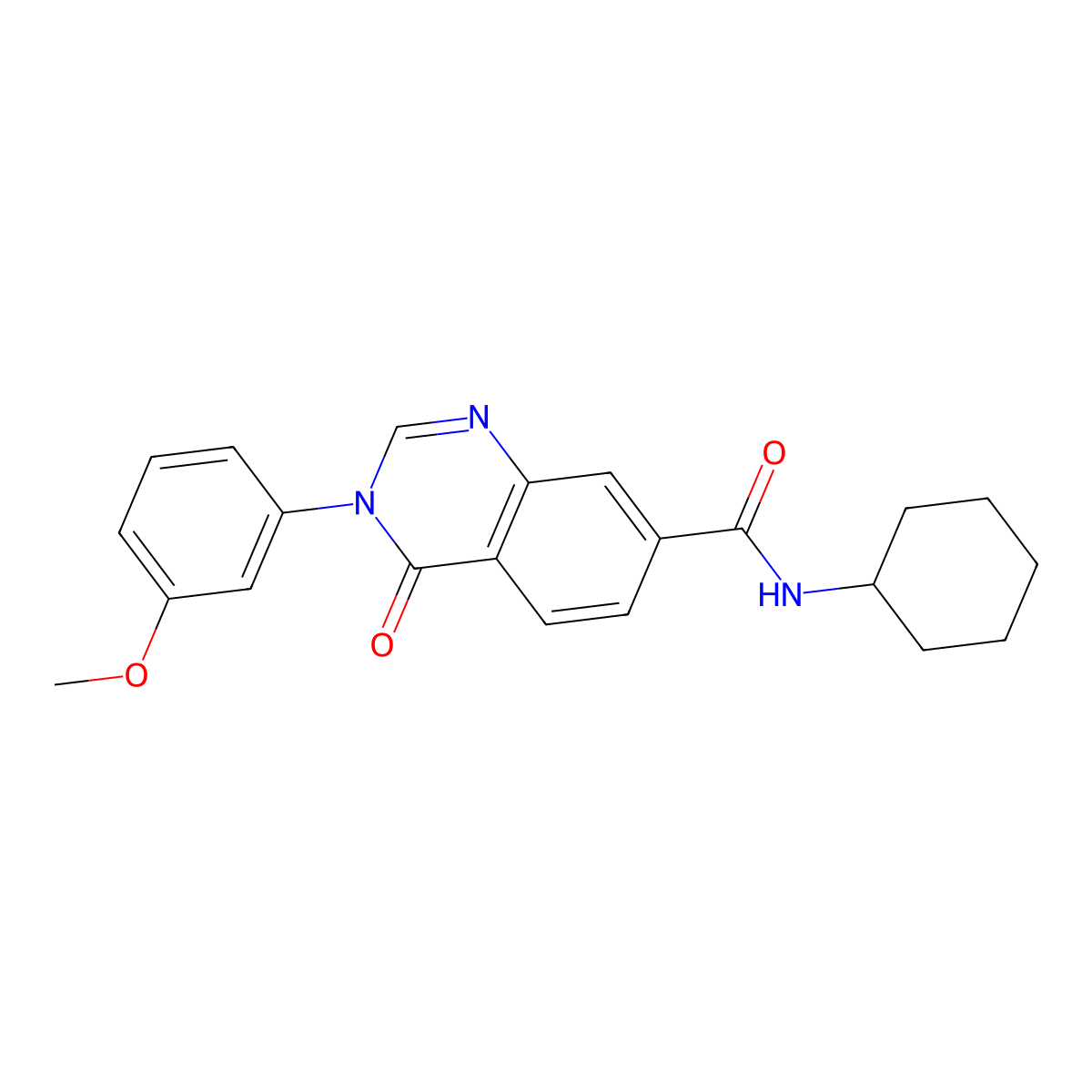 N-cyclohexyl-3-(3-methoxyphenyl)-4-oxo-3,4-dihydroquinazoline-7-carboxamide molecular structure, CAS 1144474-74-7