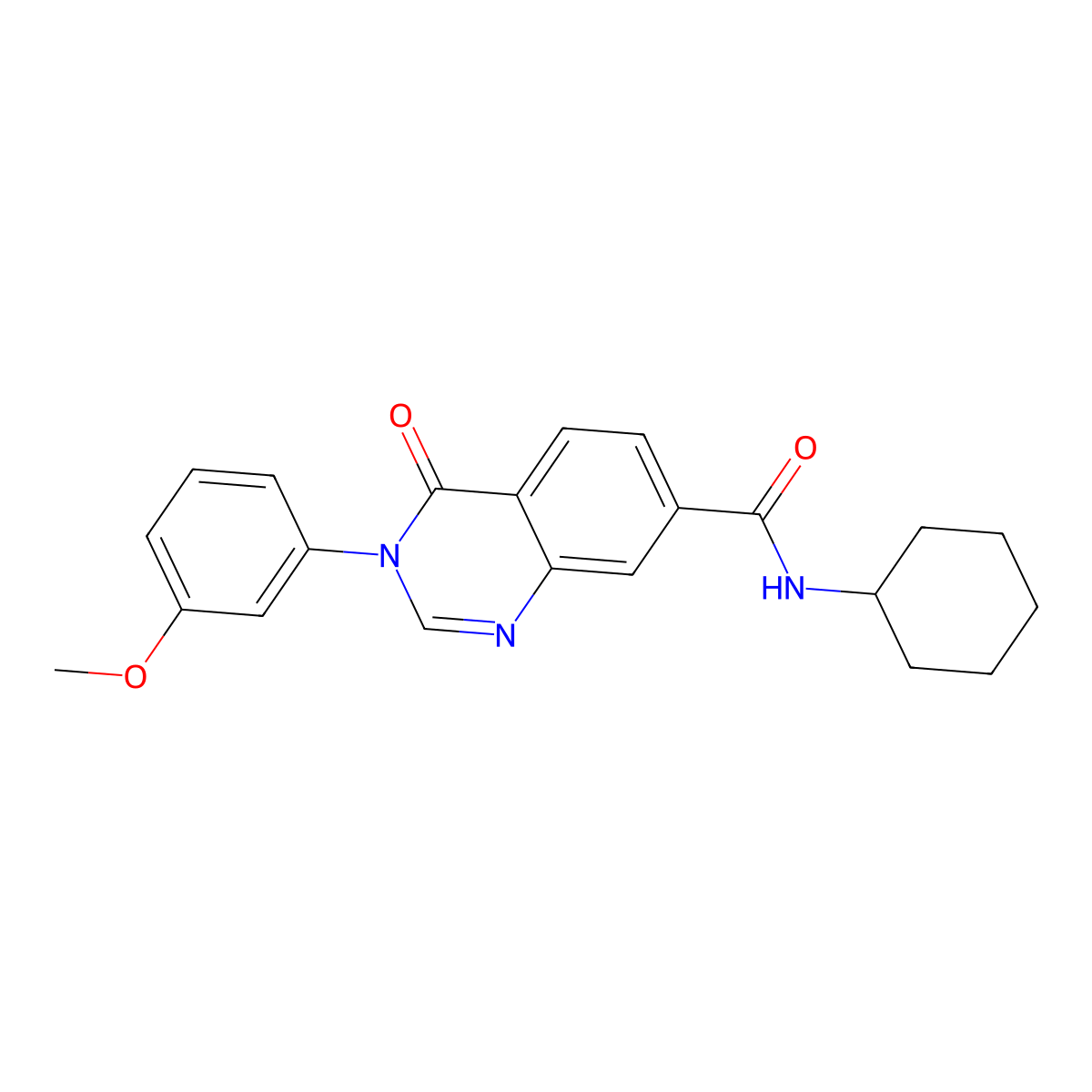 N-cyclohexyl-3-(3-methoxyphenyl)-4-oxo-3,4-dihydroquinazoline-7-carboxamide molecular structure, CAS 1144474-74-7