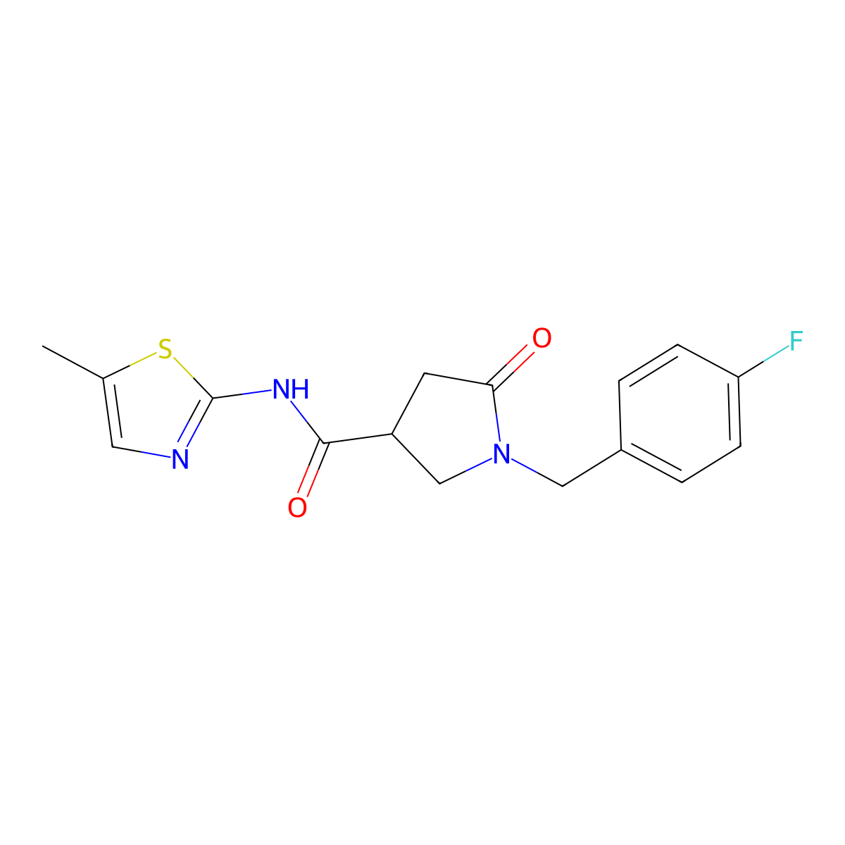 1-(4-fluorobenzyl)-N-(5-methyl-1,3-thiazol-2-yl)-5-oxopyrrolidine-3-carboxamide molecular structure, CAS 1144474-81-6