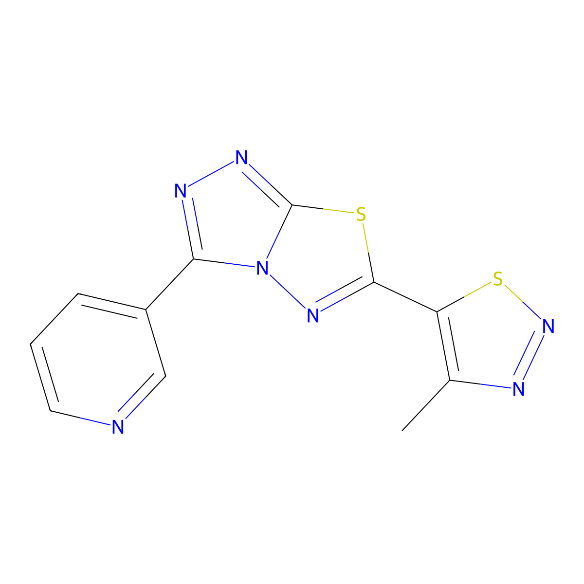 6-(4-Methyl-1,2,3-thiadiazol-5-yl)-3-(pyridin-3-yl)[1,2,4]triazolo[3,4-b][1,3,4]thiadiazole molecular structure, CAS 1144474-89-4