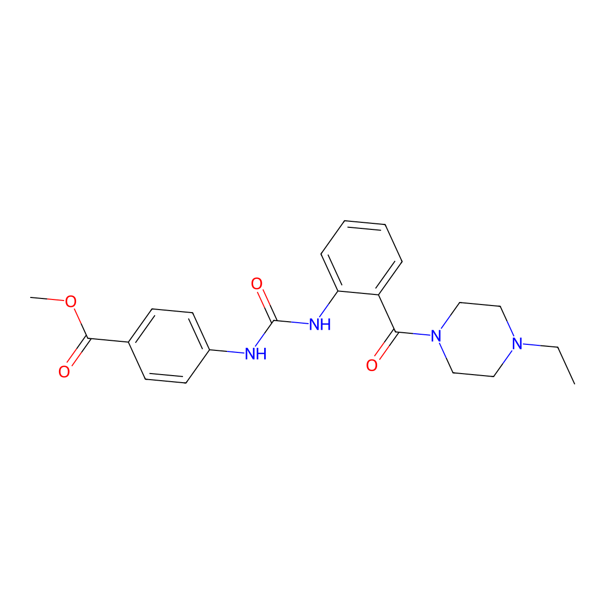 Methyl 4-[({2-[(4-ethylpiperazin-1-yl)carbonyl]phenyl}carbamoyl)amino]benzoate molecular structure, CAS 1144474-95-2