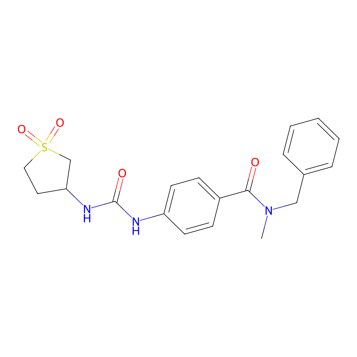 N-benzyl-4-{[(1,1-dioxidotetrahydrothiophen-3-yl)carbamoyl]amino}-N-methylbenzamide molecular structure, CAS 1144475-09-1