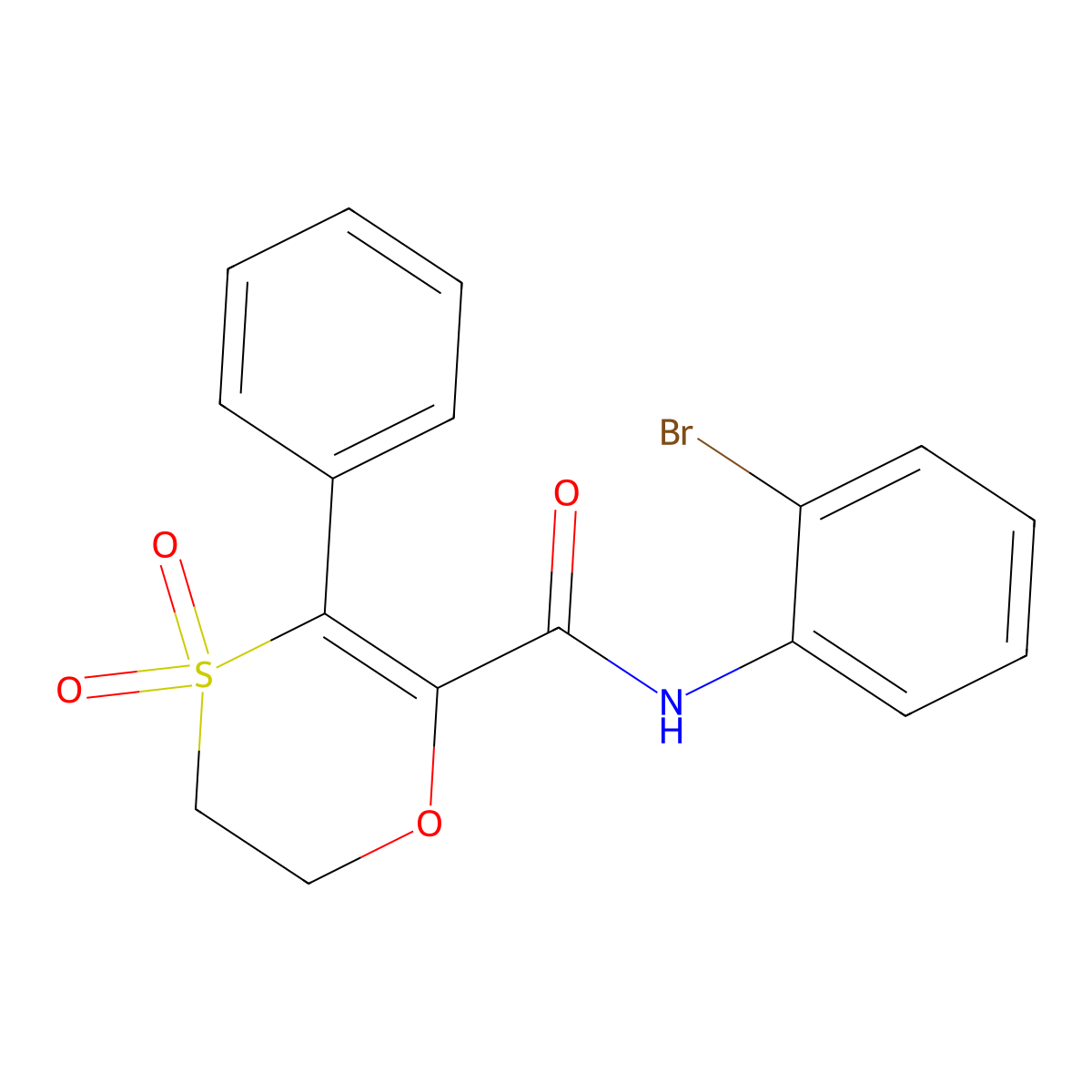 N-(2-bromophenyl)-3-phenyl-5,6-dihydro-1,4-oxathiine-2-carboxamide 4,4-dioxide molecular structure, CAS 1144475-24-0
