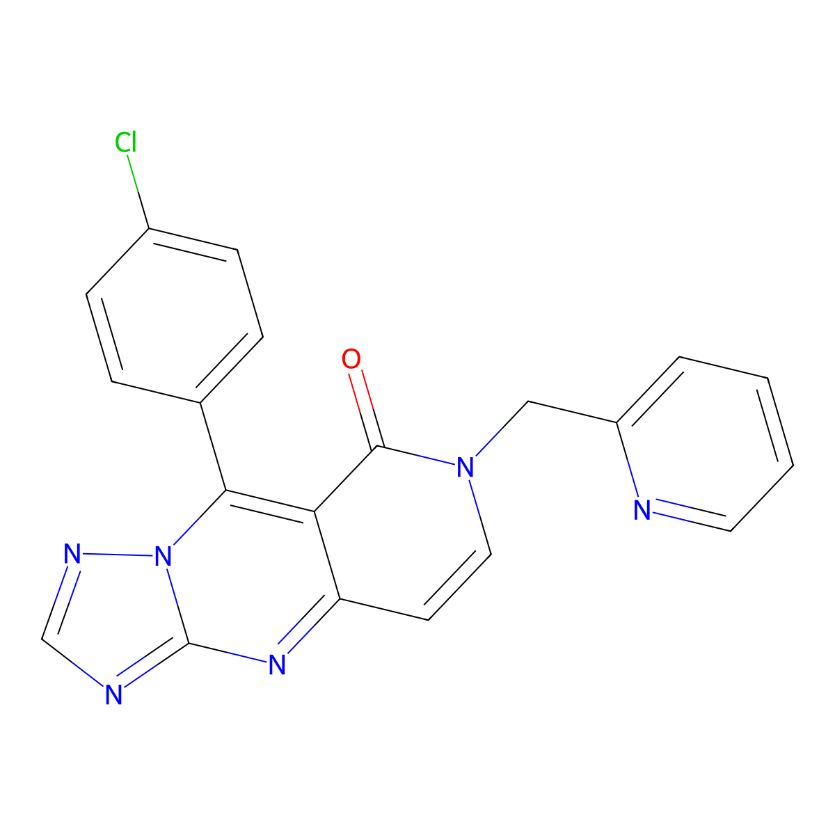 9-(4-chlorophenyl)-7-(pyridin-2-ylmethyl)pyrido[4,3-d][1,2,4]triazolo[1,5-a]pyrimidin-8(7H)-one molecular structure, CAS 1144475-30-8