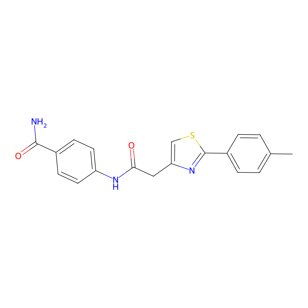 4-({[2-(4-Methylphenyl)-1,3-thiazol-4-yl]acetyl}amino)benzamide molecular structure, CAS 1144475-39-7