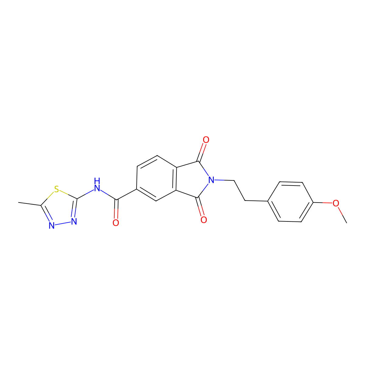 2-[2-(4-methoxyphenyl)ethyl]-N-[(2E)-5-methyl-1,3,4-thiadiazol-2(3H)-ylidene]-1,3-dioxo-2,3-dihydro-1H-isoindole-5-carboxamide molecular structure, CAS 1144476-04-9