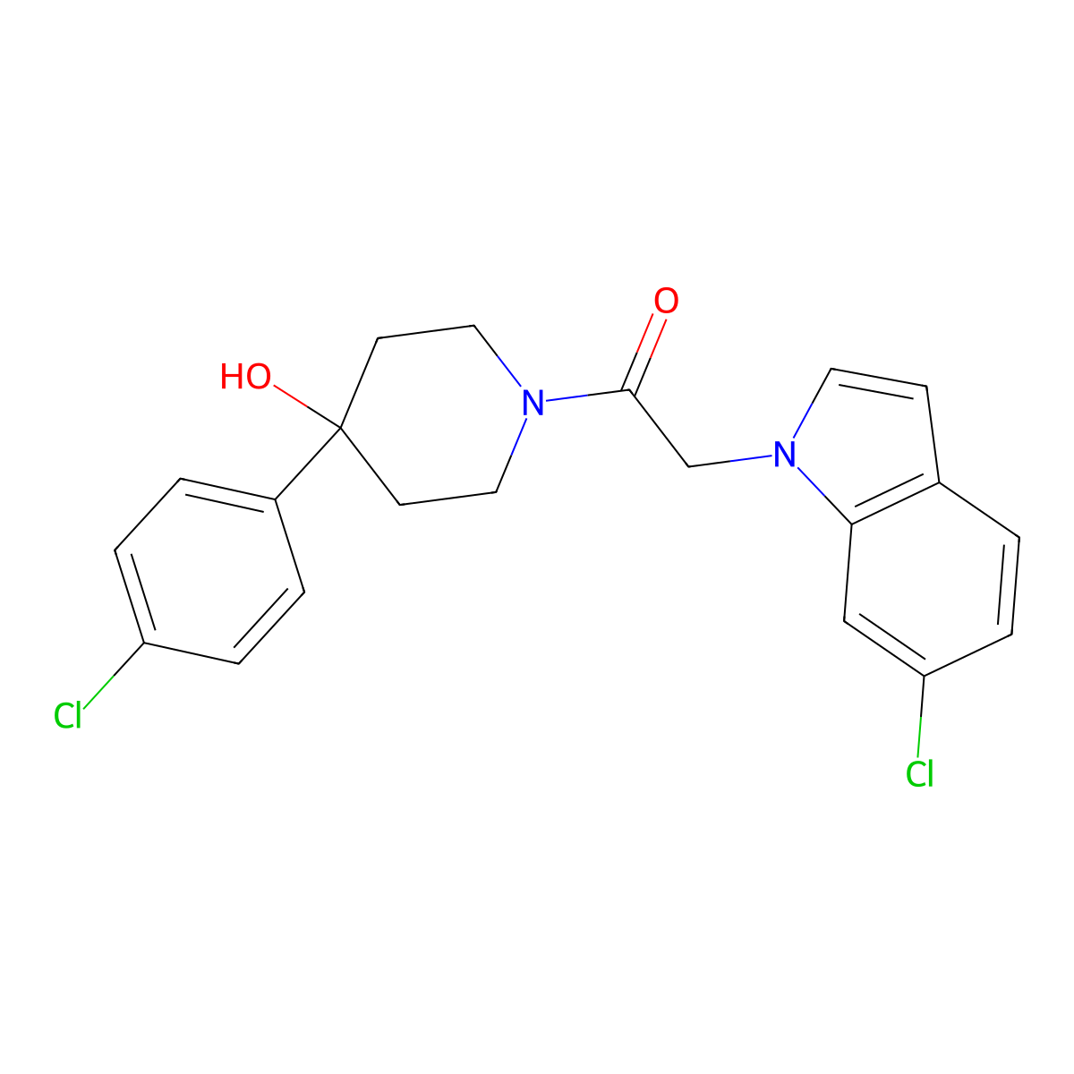 1-[(6-chloro-1H-indol-1-yl)acetyl]-4-(4-chlorophenyl)-4-piperidinol molecular structure, CAS 1144476-18-5