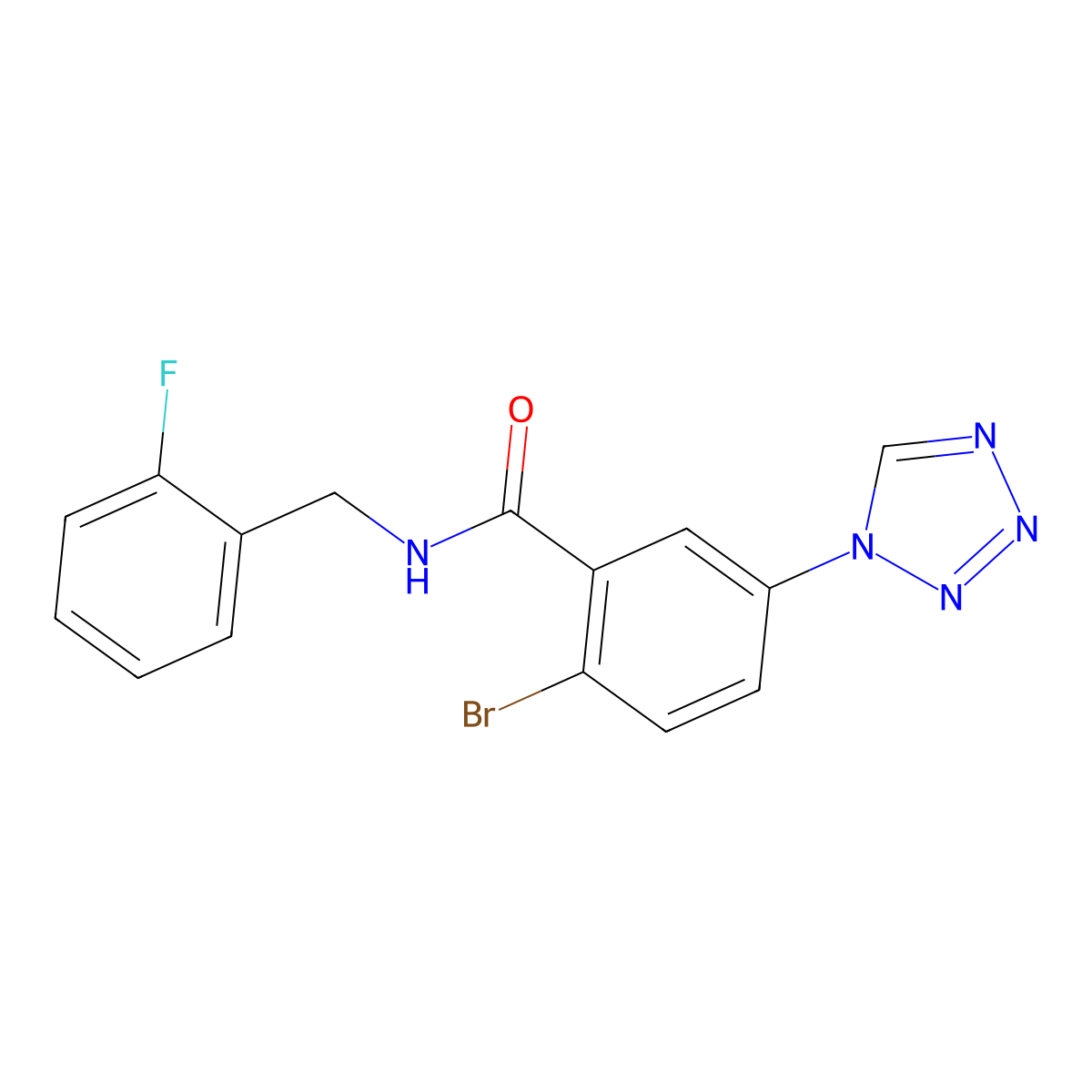 2-bromo-N-(2-fluorobenzyl)-5-(1H-tetrazol-1-yl)benzamide molecular structure, CAS 1144476-37-8
