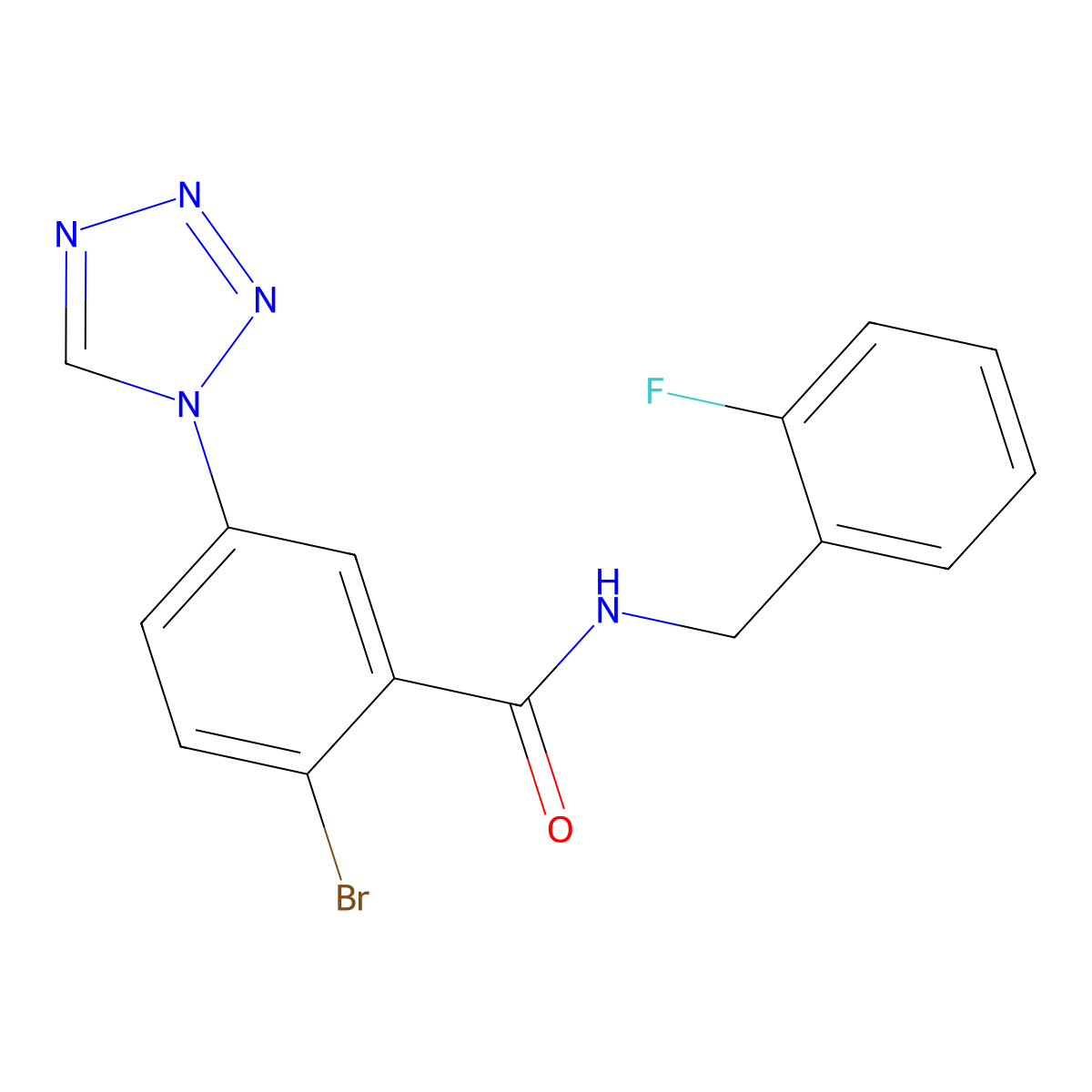 2-bromo-N-(2-fluorobenzyl)-5-(1H-tetrazol-1-yl)benzamide molecular structure, CAS 1144476-37-8