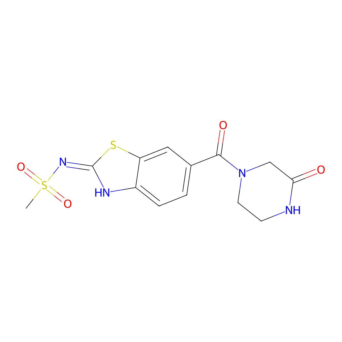 N-{6-[(3-oxopiperazino)carbonyl]-1,3-benzothiazol-2-yl}methanesulfonamide molecular structure, CAS 1144476-54-9