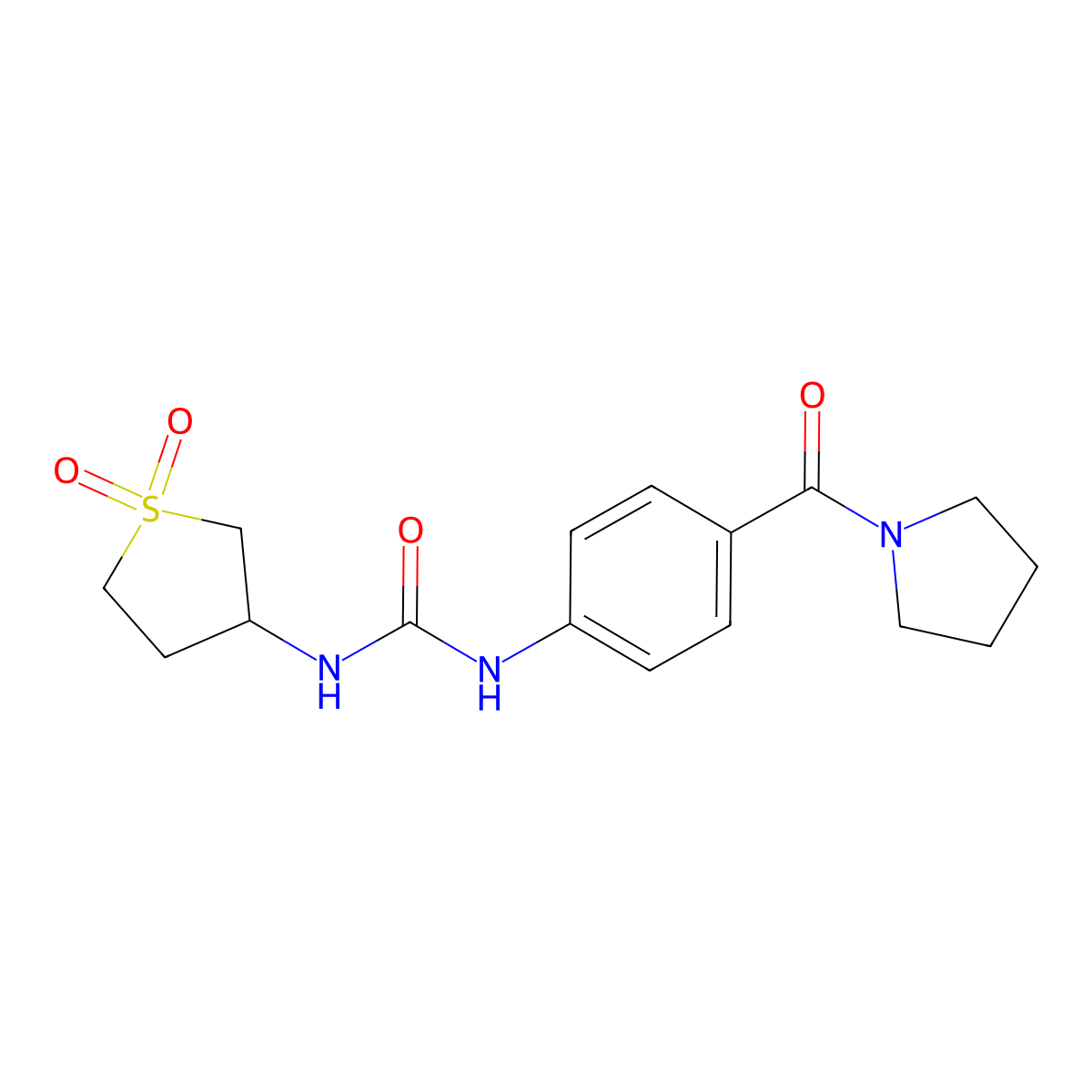 1-(1,1-Dioxidotetrahydrothiophen-3-yl)-3-[4-(pyrrolidin-1-ylcarbonyl)phenyl]urea molecular structure, CAS 1144476-74-3