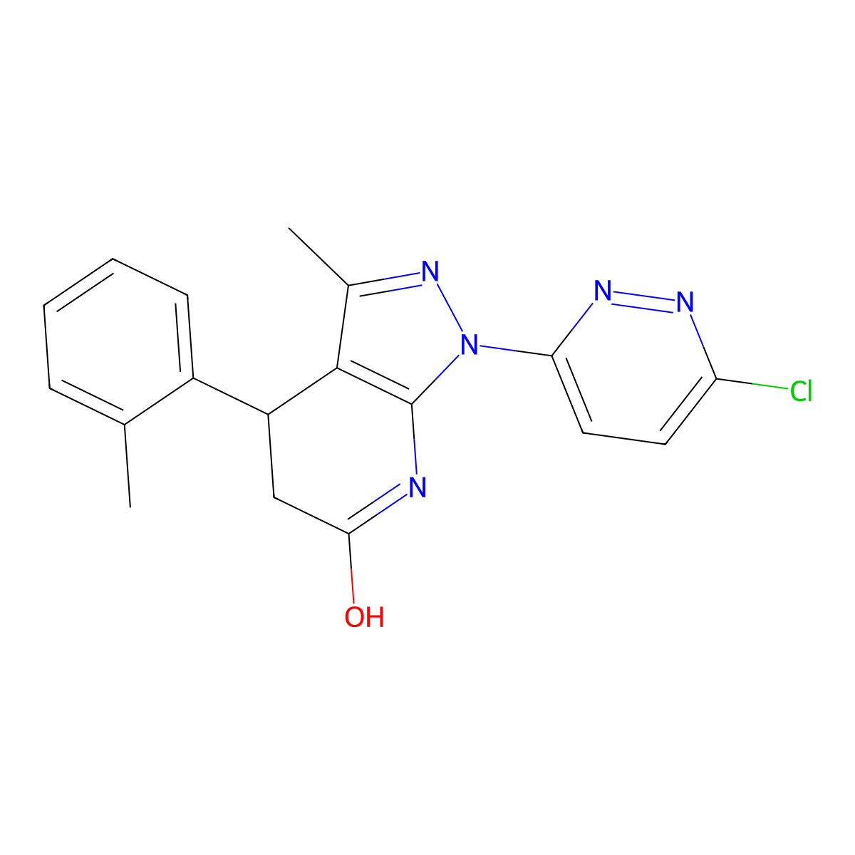 1-(6-chloropyridazin-3-yl)-3-methyl-4-(o-tolyl)-4,5-dihydro-1H-pyrazolo[3,4-b]pyridin-6(7H)-one molecular structure, CAS 1144476-76-5