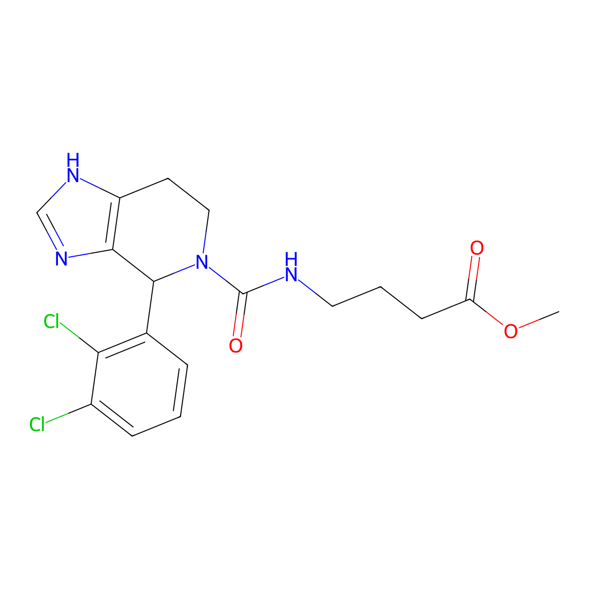 methyl 4-({[4-(2,3-dichlorophenyl)-1,4,6,7-tetrahydro-5H-imidazo[4,5-c]pyridin-5-yl]carbonyl}amino)butanoate molecular structure, CAS 1144476-83-4