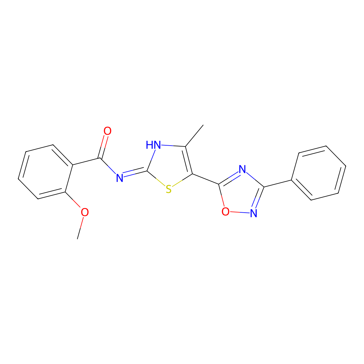 2-methoxy-N-[(2E)-4-methyl-5-(3-phenyl-1,2,4-oxadiazol-5-yl)-1,3-thiazol-2(3H)-ylidene]benzamide molecular structure, CAS 1144477-01-9