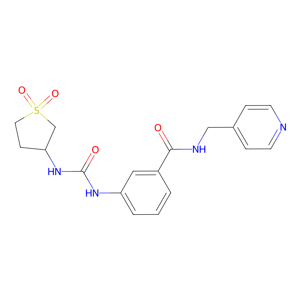3-{[(1,1-dioxidotetrahydrothiophen-3-yl)carbamoyl]amino}-N-(pyridin-4-ylmethyl)benzamide molecular structure, CAS 1144477-17-7