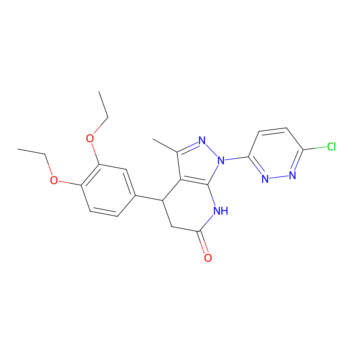 1-(6-chloropyridazin-3-yl)-4-(3,4-diethoxyphenyl)-3-methyl-4,5-dihydro-1H-pyrazolo[3,4-b]pyridin-6-ol molecular structure, CAS 1144477-23-5
